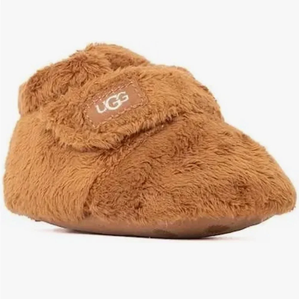 UGG Baby Bixbee Chestnut Fuzzy Velcro Slipper Bootie Shoe Baby Size 04/05